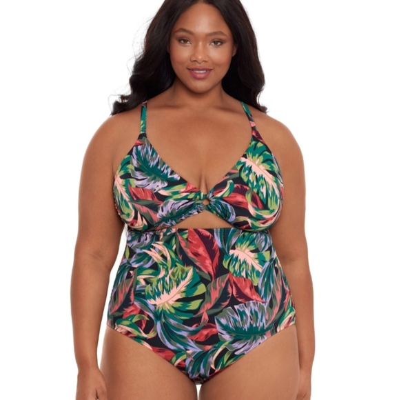 Time and Tru Women's Plus ○ ring one piece Swimsuit 🩱 NWT size 3X(24W-26W) - Picture 1 of 8